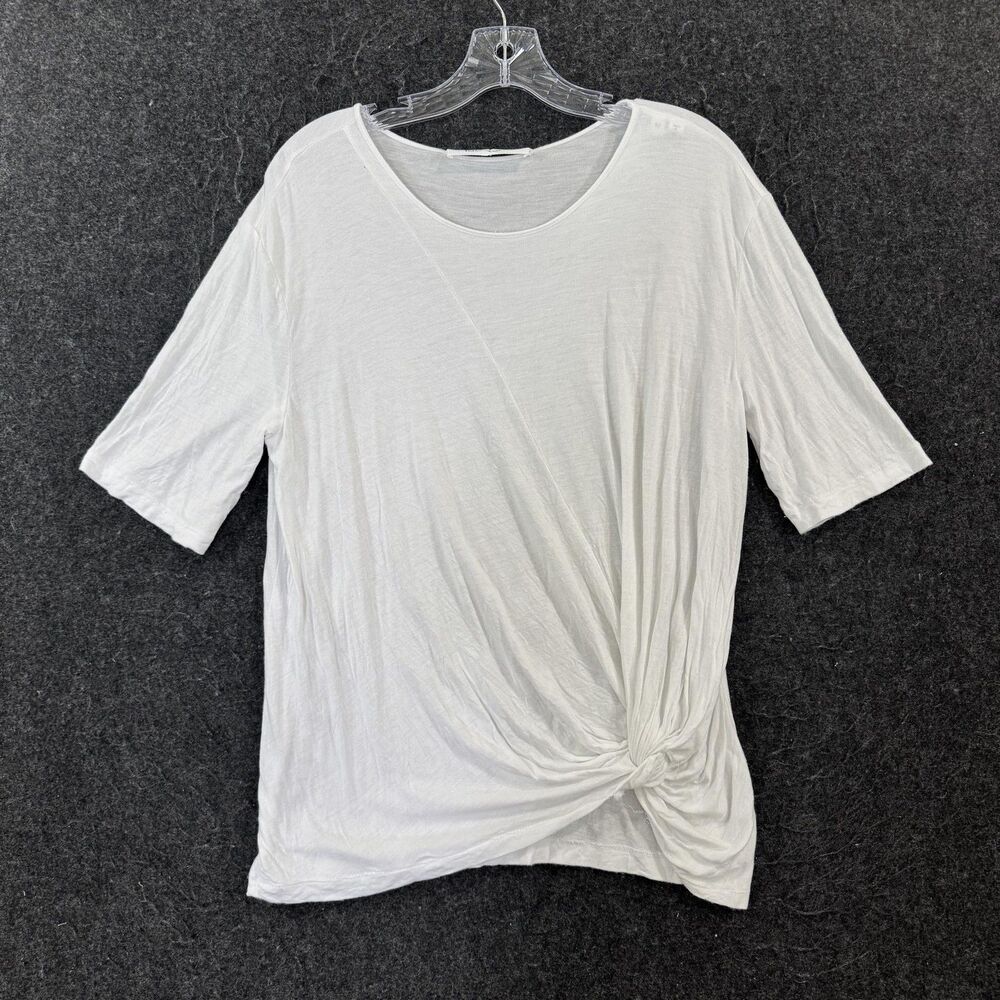 10 Crosby Derek Lam Shirt Women's Medium White Scoop Neck Twist Front Jersey Top